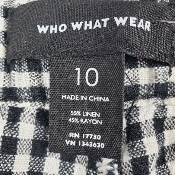 Who What Wear Linen Gingham Paperbag High Rise Shorts Plaid Checkered 10 - Picture 6 of 8
